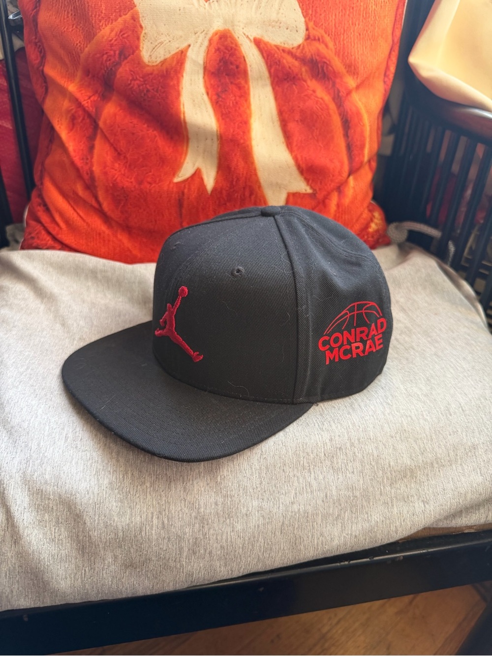 Jordan Black Snapback Hat with Red Embroidery